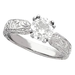 Hand-Engraved Engagement Ring Mounting & Band