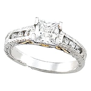 Hand-Engraved Engagement Ring Mounting & Band