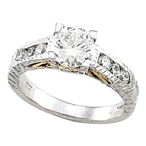Hand-Engraved Engagement Ring Mounting & Band