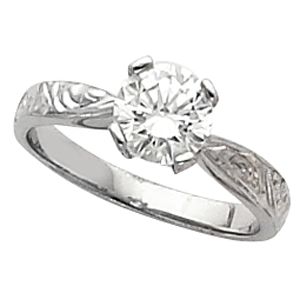 Hand-Engraved Engagement Ring Mounting & Band