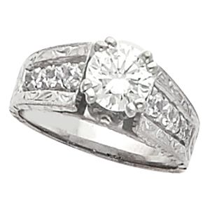 Hand-Engraved Engagement Base Ring Mounting & Band