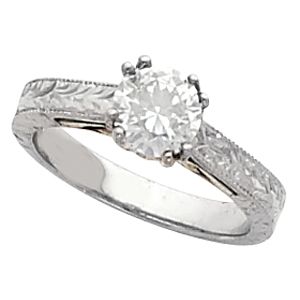 Hand-Engraved Engagement Ring Mounting & Band