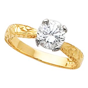Hand-Engraved Engagement Ring Mounting & Band