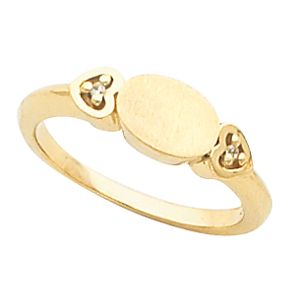 Oval Signet Ring w/ Heart Trim