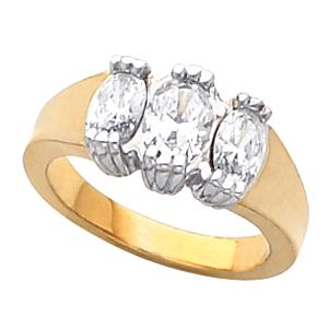 Oval 3-Stone Engagement or Wedding Band Mounting