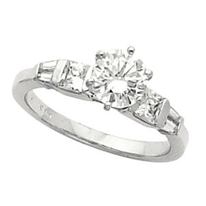 Engagement Base Ring Mounting with Baguette Accents  & Band 