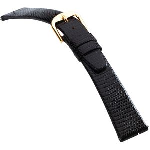 19mm Men's Long Flat Lizard-Grain Brown Watch Strap