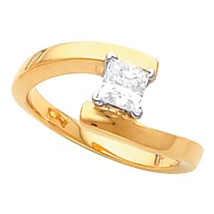 Princess Solitaire Bypass Ring Mounting