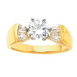 Engagement Ring Base & Band Mounting with Baguette Accents 