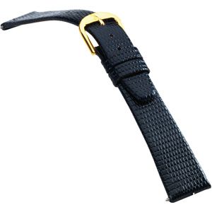 16mm Men's Regular Flat Lizard-Grain Navy Blue Watch Strap