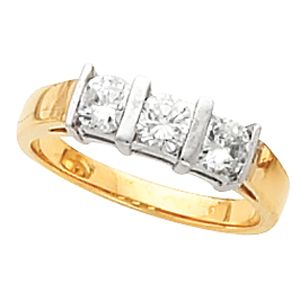 3-Stone Anniversary Ring Mounting for Round Gemstones