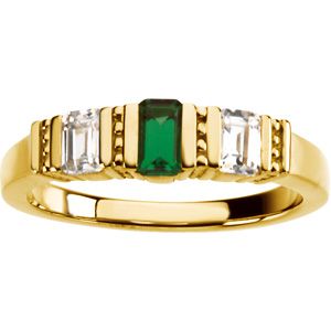 3-Stone  Ring Mounting for Emerald/Octagon Center