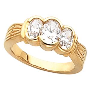 3-Stone Anniversary Ring Mounting for Oval Gemstones