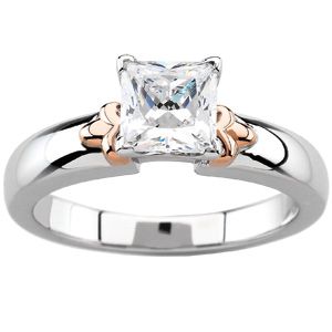 14K White & Rose Gold Engagement Ring Mounting