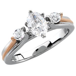 14K White & Rose Gold Engagement Ring Mounting