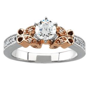 14K White & Rose Gold Engagement Ring Mounting