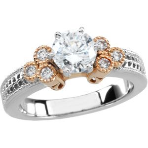 14K White & Rose Gold Engagement Base Ring Mounting