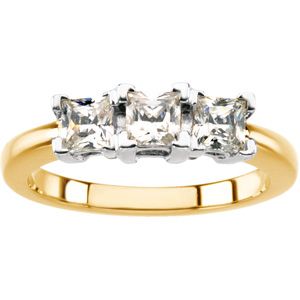 3-Stone Anniversary Ring Mounting for Princess-Cut Gemstones