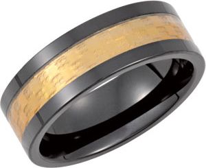 Black Ceramic Couture&trade; Band with Gold Resin