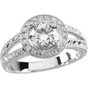 Hand Engraved Engagement Ring Mounting