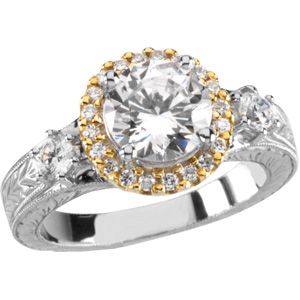 Hand Engraved Engagement Ring Mounting