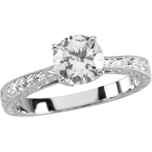 Hand Engraved Engagement Ring Mounting