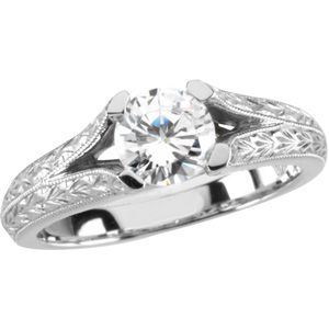 Hand Engraved Engagement Ring Mounting