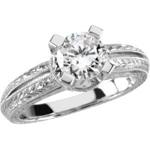 Hand Engraved Engagement Ring Mounting