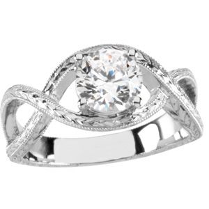 Hand-Engraved Engagement Ring Mounting or Band
