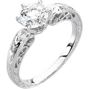Hand Engraved Engagement Base & Band Mounting