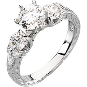 Hand Engraved Engagement Mounting or Matching Band
