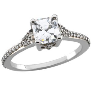  Asscher Cut Engagement Ring Mounting & Band for Diamonds