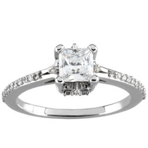 Princess Cut Engagement Ring Mounting & Band for Diamonds