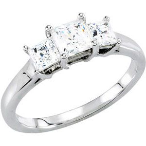 3-Stone Princess Engagement Mounting Or Matching Band