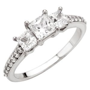 3-Stone Engagement Ring or Matching Band