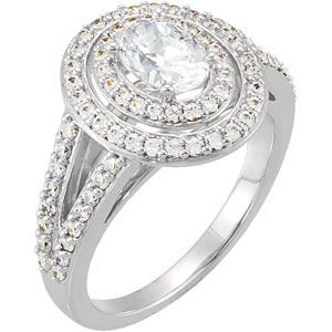 Oval Entourage Split Shank Engagement Ring Mounting