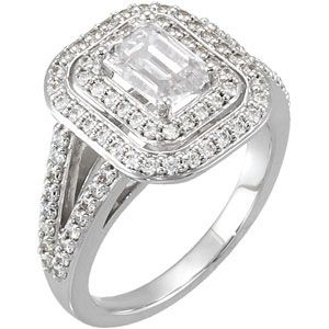 Emerald Shape Entourage Split Shank Engagement Ring Mounting