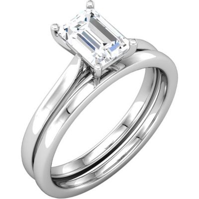 Emerald Cut Solitaire Engagement Ring Mounting