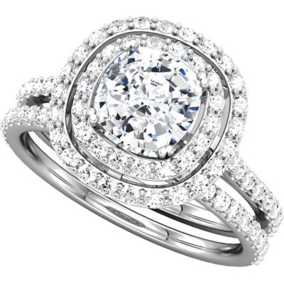 BRIDAL DOUBLE ANTIQUE SQUARE ENGAGEMENT RING MOUNTING