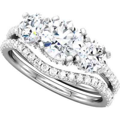 Three Stone Engagement Mounting or Matching Band