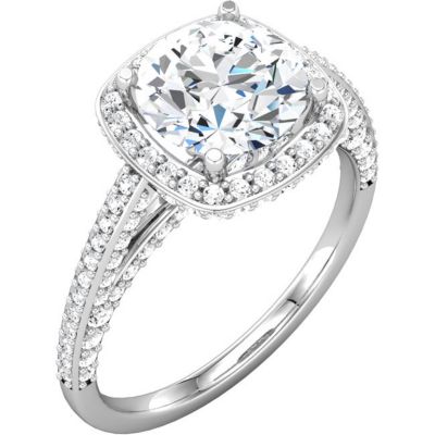 Halo-Styled Split-Shank Engagement Ring or Matching Band