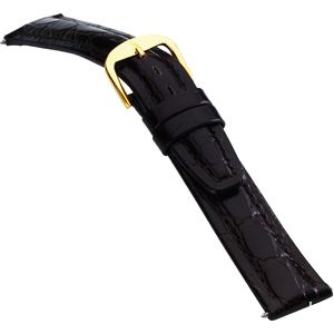 19mm Men's Regular Crocodile-Grain Semi-Padded Brown Watch Strap
