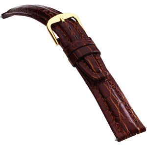 20mm Men's Regular Crocodile-Grain Semi-Padded Honey Watch Strap