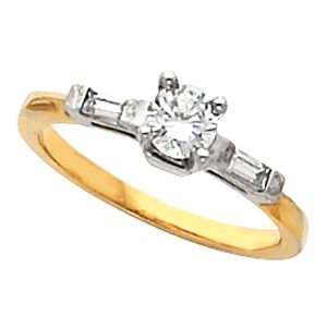 Engagement Ring & Band Mounting with Baguette Accents 