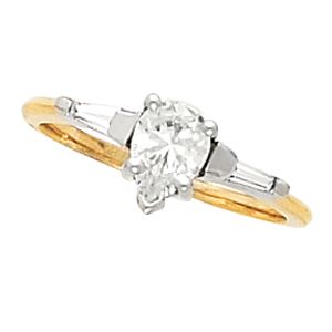 Engagement Ring & Band Mounting with Baguette Accents 