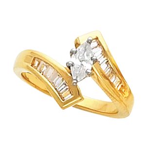 Engagement Ring Mounting with Baguette Accents or Matching Band