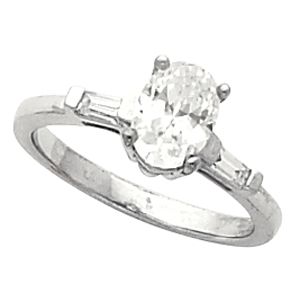 Engagement Ring or Band Mounting with Baguette Accents
