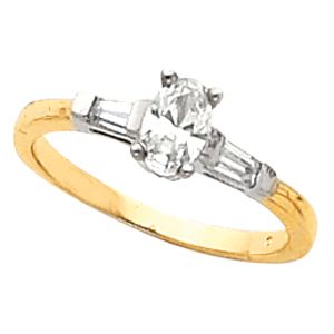 Engagement Ring & Band Mounting with Baguette Accents