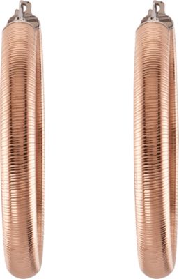Amalfi&trade; Stainless Steel Half Round Textured Hoop Earrings