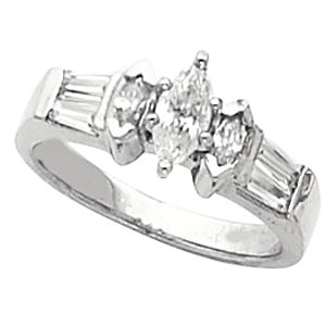 Engagement Ring Mounting with Baguette Accents